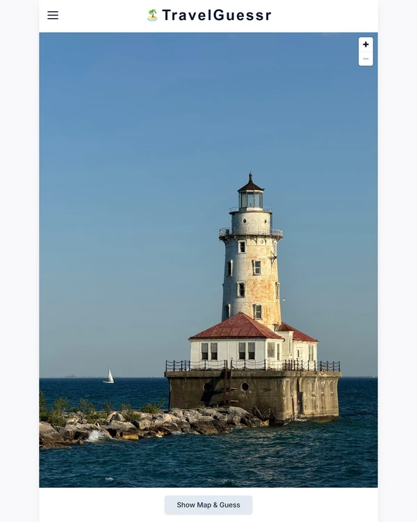 Screenshot of TravelGuessr, a daily geography game