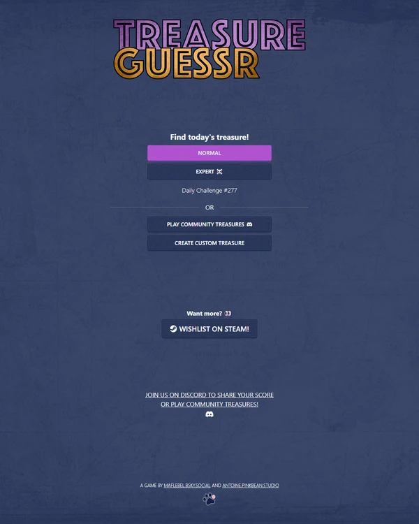 Screenshot of Treasure Guessr, a daily geography game