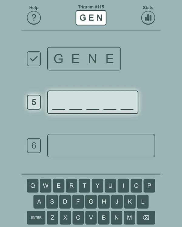 Screenshot of Trigram, a word game
