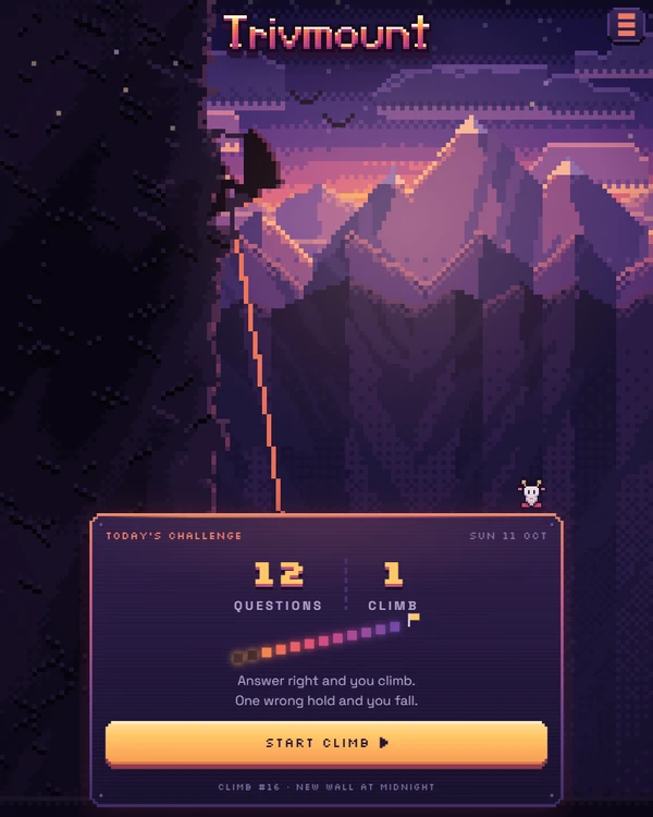 Screenshot of Trivmount, a daily trivia game