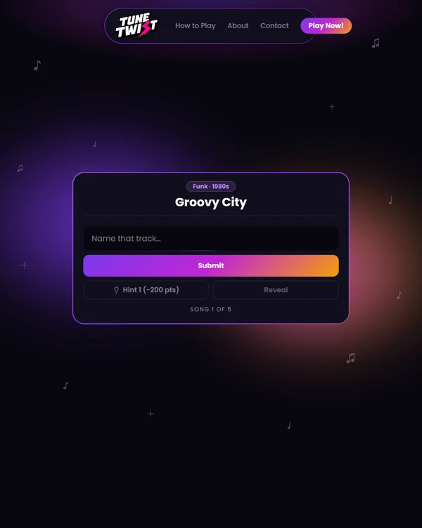 Screenshot of TuneTwist, a daily word game