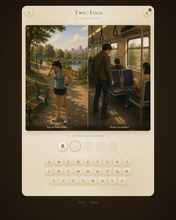 Screenshot of TwoFold, a daily word game