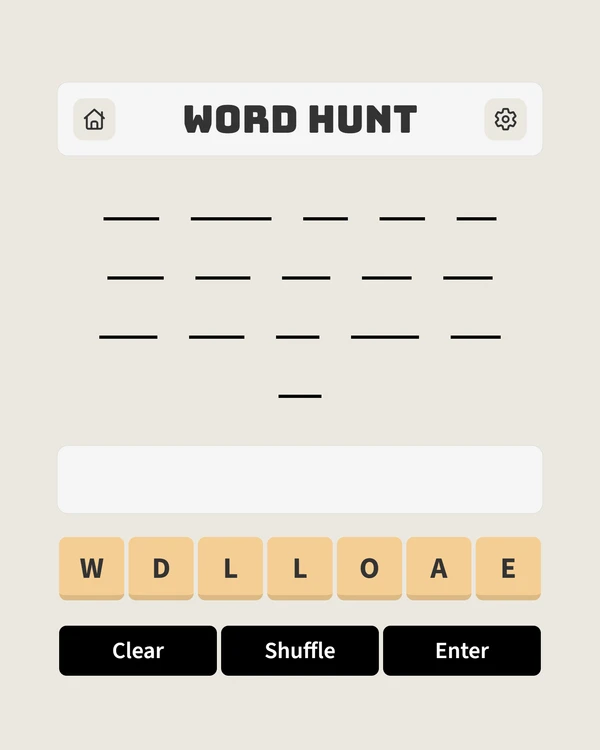 Screenshot of Word Hunt, a daily word game