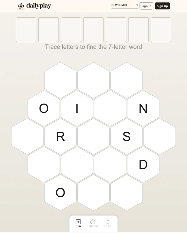Screenshot of WordSlip, a daily word game