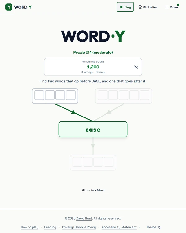 Screenshot of WORD·Y, a daily word game
