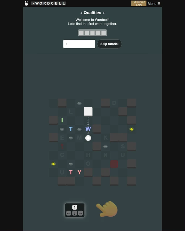Screenshot of Wordcell, a daily word game