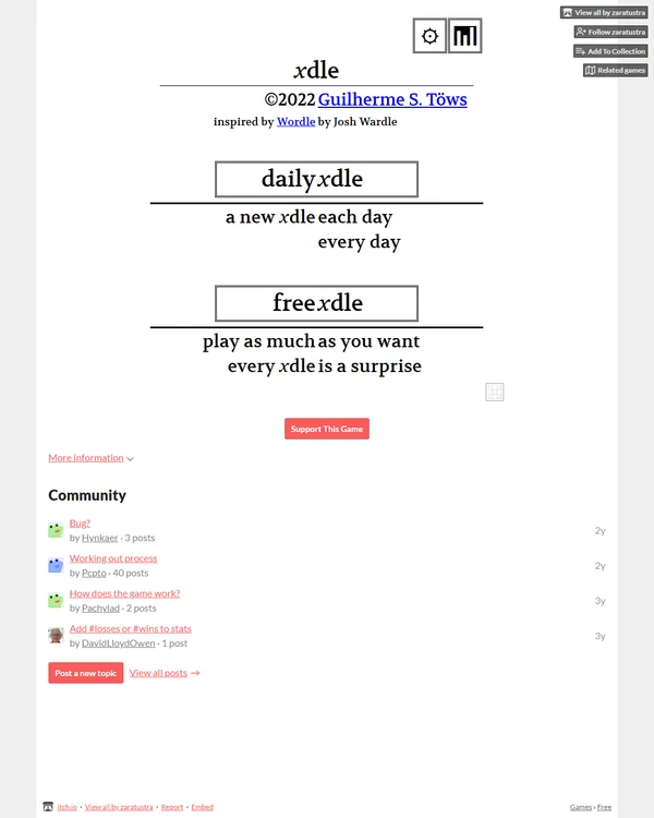 Screenshot of xdle, a daily math game