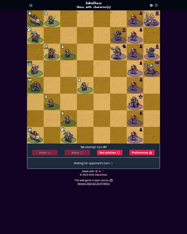 Screenshot of Zaku Chess, a daily logic game